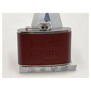 Elijah Craig Bourbon Hip‎ Flask Stainless Steel Faux Leather 6oz